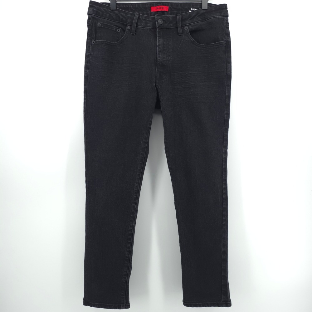 MBX‎ Mens Slim Fit Jeans 34x30 Black Faded Denim Streetwear